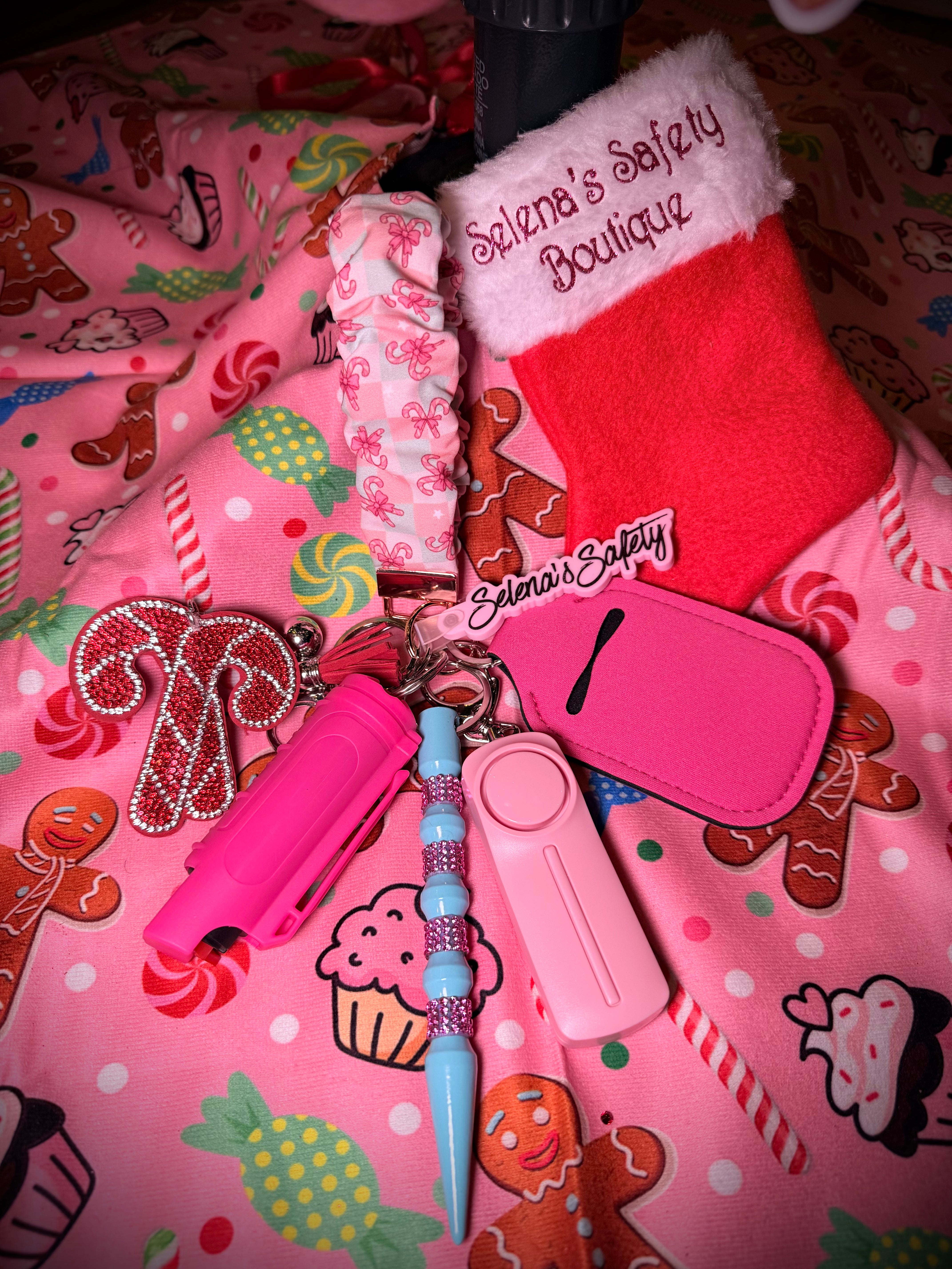 “Candy Cane Swirl” Safety Keychain