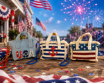 Load image into Gallery viewer, Patriotic Mini Tote Keychains
