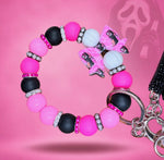Load image into Gallery viewer, Pink Coquette Cherry Ghost Face Safety Keychain
