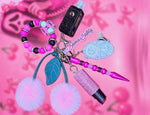 Load image into Gallery viewer, Pink Coquette Cherry Ghost Face Safety Keychain
