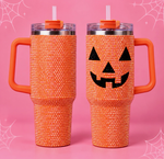 Load image into Gallery viewer, Bling Jack-O-Lantern Pumpkin 40oz Stainless Steel Tumbler
