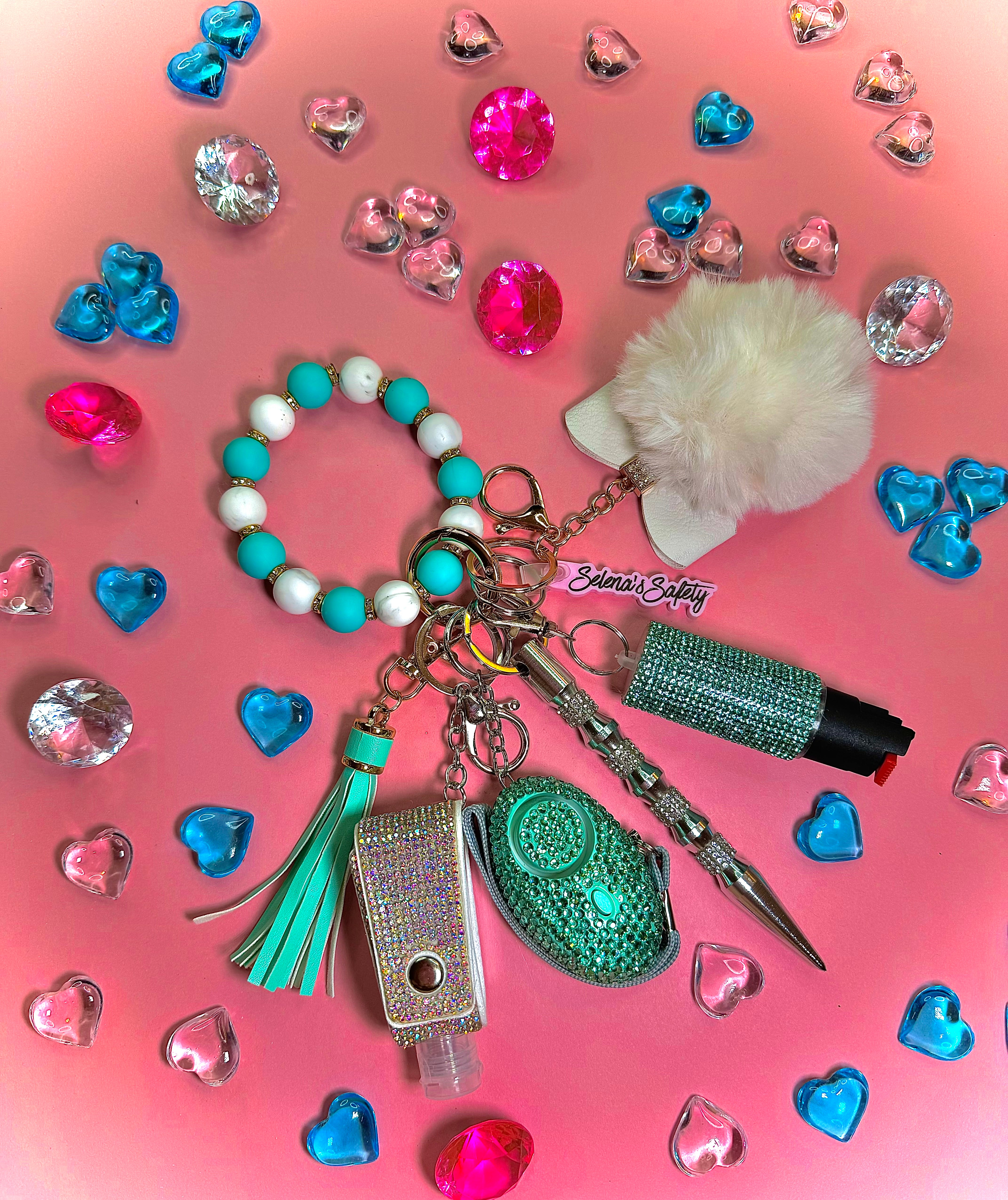 "Aquamarine Gemstone" Safety Keychain