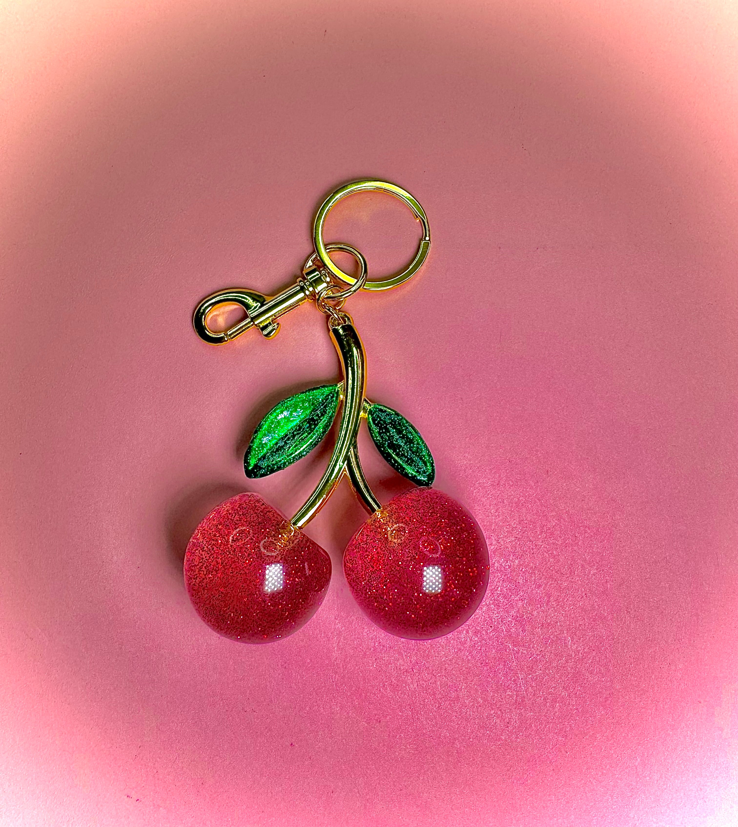 Pink Cherry Keychain