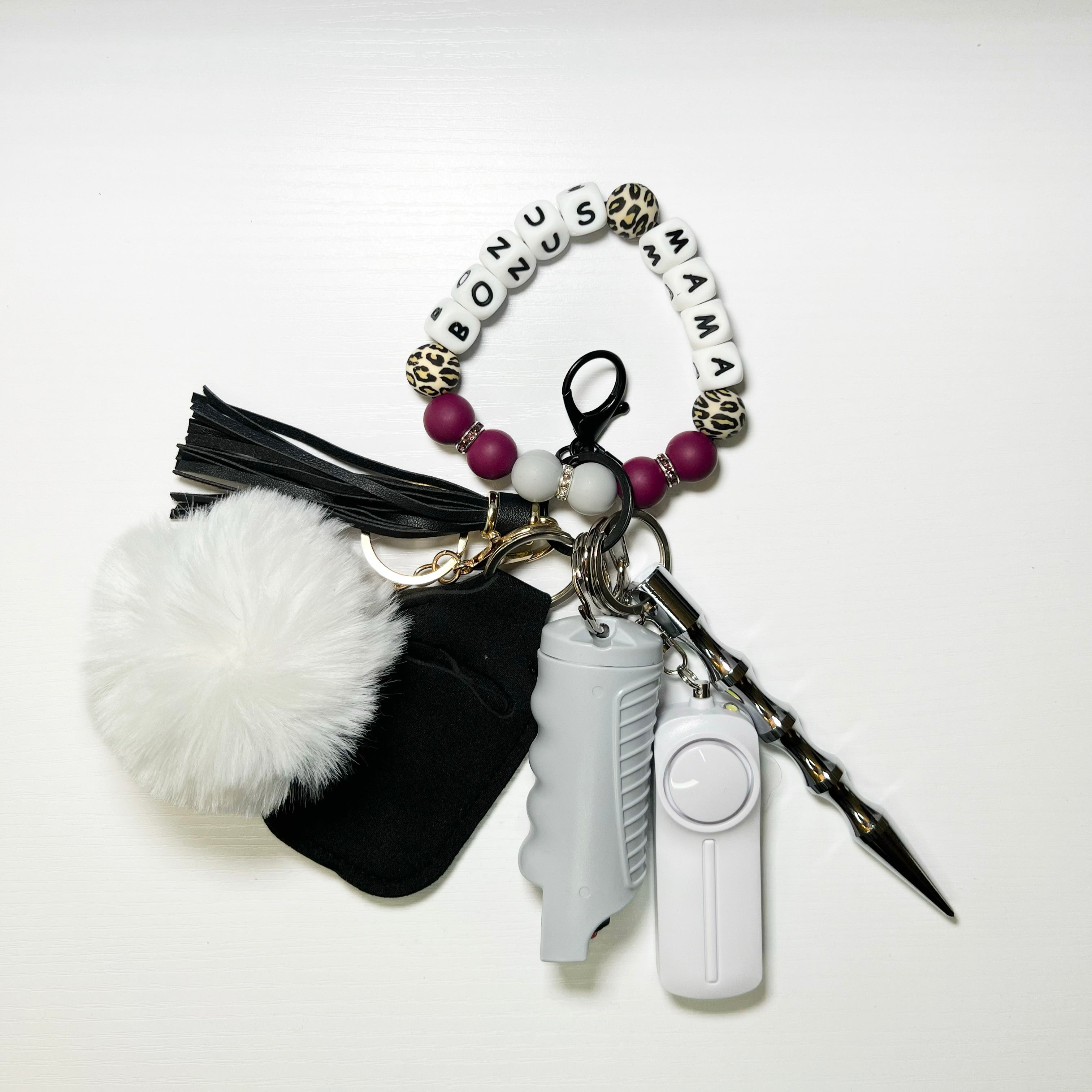 "Bonus Mama" Beaded Self-Defense Keychain